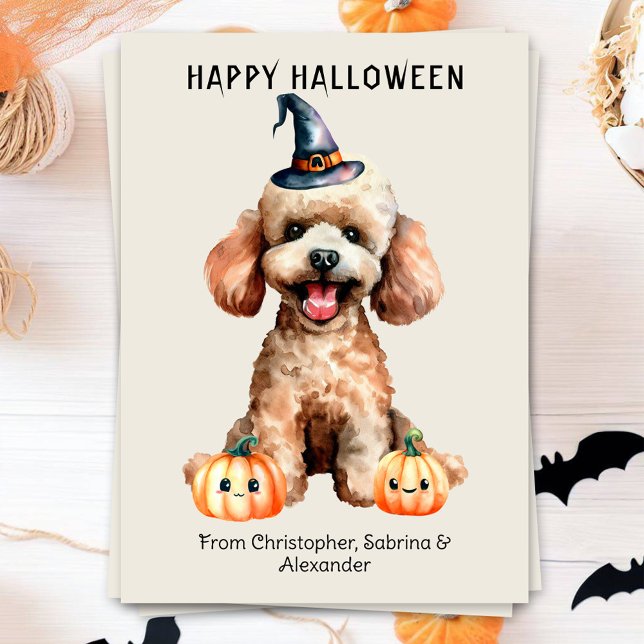 Cartão De Festividades Poodle Dog Feliz Halloween (Criador carregado)
