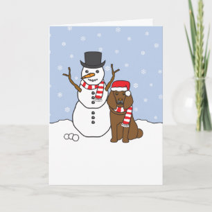 Cartão De Festividades Poodle e Snowman