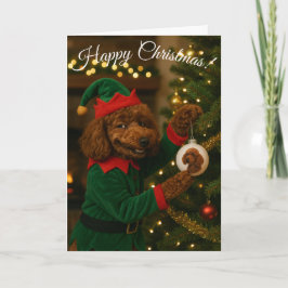Cartão De Festividades Poodle Elf cute funny bauble Christmas card