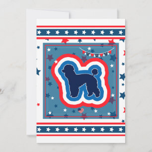 Cartão De Festividades Poodle Patriótico Vermelho Branco e Azul 4 de Julh