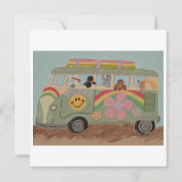 Cartão De Festividades Poodles em Van Hippie