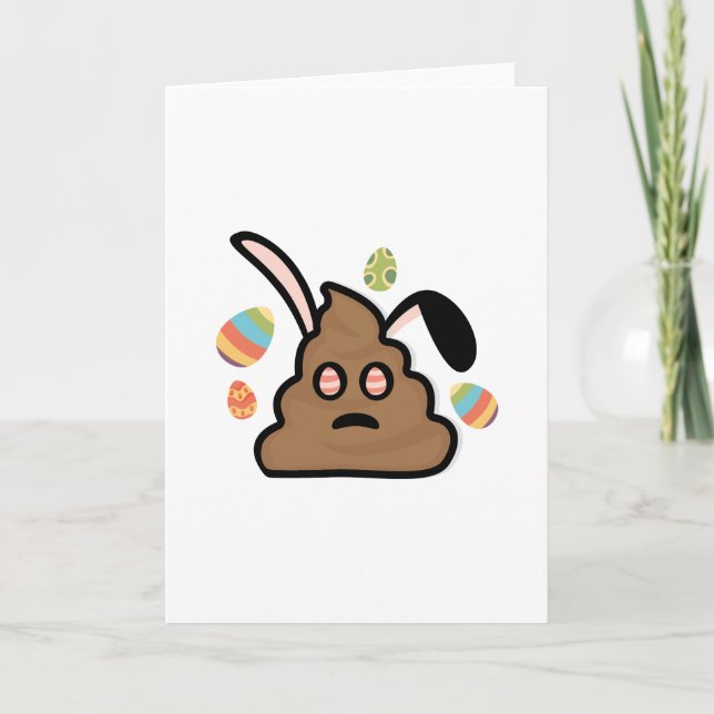 Cartão De Festividades Poop Emoji Easter Bunny Ouve Engraçado (Frente)