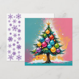 Cartão De Festividades Pop Art Natal Sobredimensionado Ornamentos Colorid