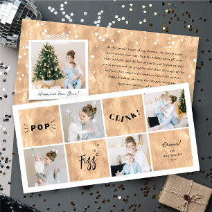 Cartão De Festividades Pop Fizz Clink Novo Ano Bloqueia 4 Colagem de Foto