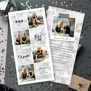 Cartão De Festividades Pop Fizz Clink Novo Ano Bloqueia 4 Colagem de Foto