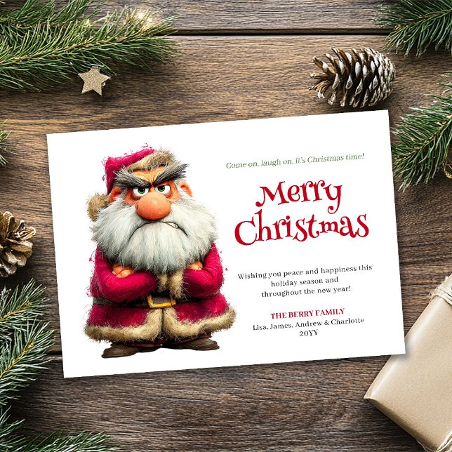 Cartão De Festividades Popular grumpy Claus editable Christmas greeting (Popular grumpy Claus editable Christmas greeting)