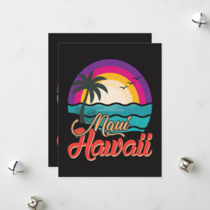 Cartão De Festividades Pôr do sol na praia de Maui no Havaí Ondas