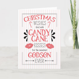 Cartão De Festividades por Godson Candy Cane Kisses votos de Natal