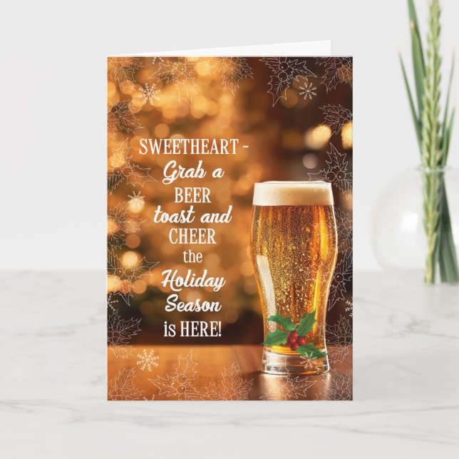 Cartão De Festividades Por Sweetheart Cheers Frosty Glass of Beer (Frente)
