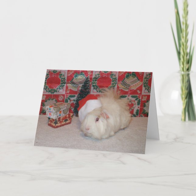 Cartão De Festividades Porco branco do papai noel (Frente)
