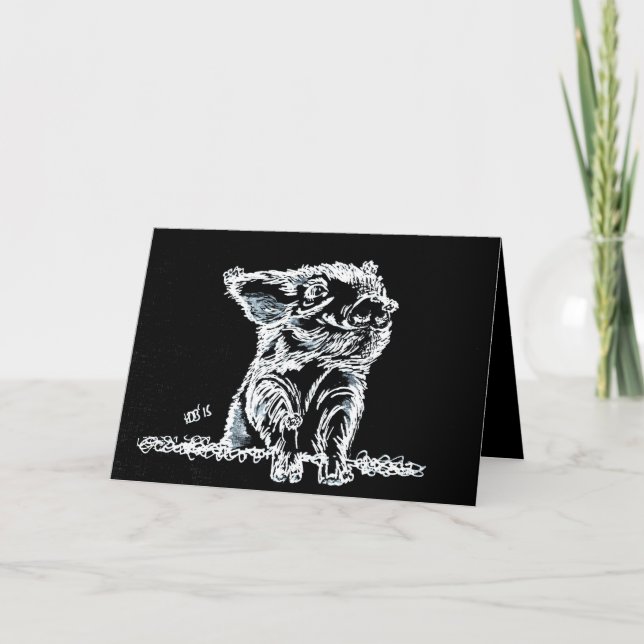 Cartão De Festividades Porco de Neve (Frente)