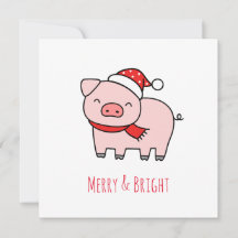 Porco Rosa Fofo Alegre e Brilhante Férias Minimali