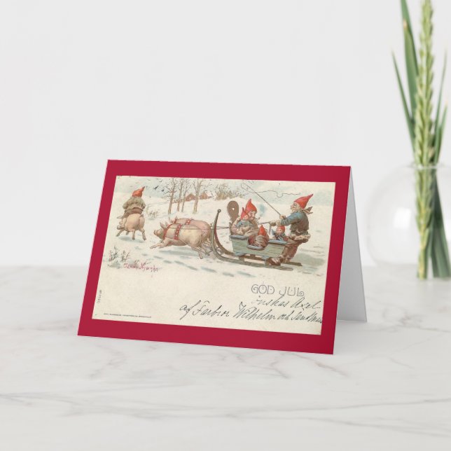 Cartão De Festividades Porcos de Natal (Frente)