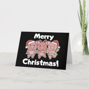 Cartão De Festividades Porcos de Natal Feliz Porcos Felizes Natal Ca