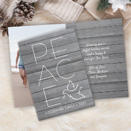 Cartão De Festividades Porta Branca 1 Foto Moderna Cinza de Paz Folha Dob