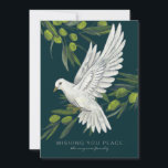 Cartão De Festividades Porta da Paz e Ramos de Oliva<br><div class="desc">O cartão de férias perfeito para enviar desejos de paz nesta época de Natal apresenta uma pomba branca ilustrada à mão e galhos de oliveira com texto simples e elegante que é fácil de personalizar. Não se esqueça de fazer do lado de trás o seu próprio personalizando a foto e...</div>