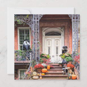 Cartão De Festividades Porta de Halloween da cidade de Nova York