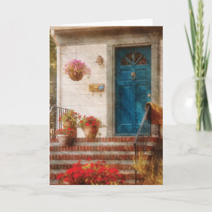 Cartão De Festividades Porta - porta da rua azul