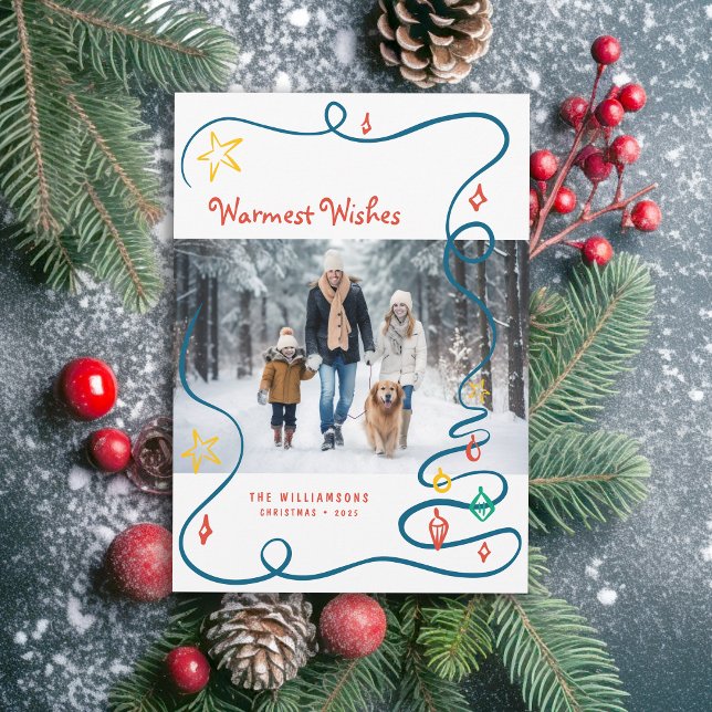 Cartão De Festividades Portas de Natal Whimsical desenhadas à mão com fot (Available in both printed and instant download digital formats!)