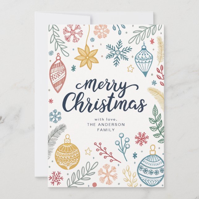 Cartão De Festividades Portas de Tinta de Natal Feliz Não Foto (Frente)