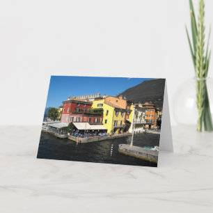 Cartão De Festividades Porto em Malcesine, no lago Garda, na Itália