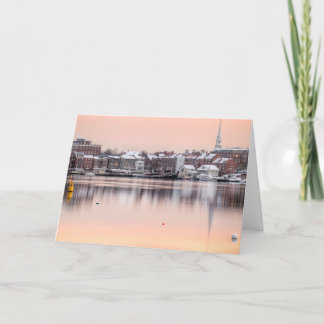 Cartão De Festividades Portsmouth nevado, beira-rio do NH