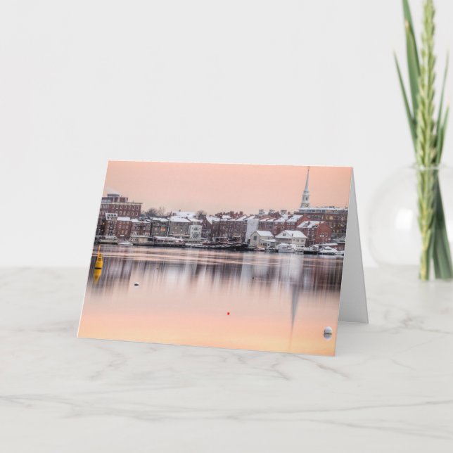 Cartão De Festividades Portsmouth nevado, beira-rio do NH (Frente)