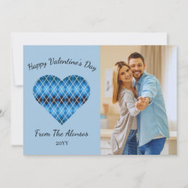 Cartão De Festividades Posh Argyle Heart Dark Blue (Light Blue) Namorados