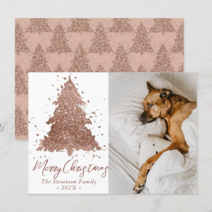 Cartão De Festividades Posh Felry Christmas   Foto da Árvore Dourada Glam