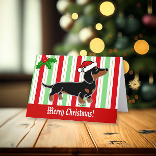 Cartão De Festividades Posicionamento de Natal de Black e Tan Dachshund