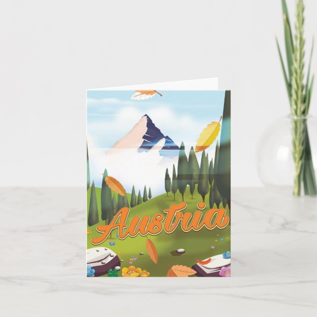 Cartão De Festividades Poster de viagens de desenho animado austríaco (Frente)