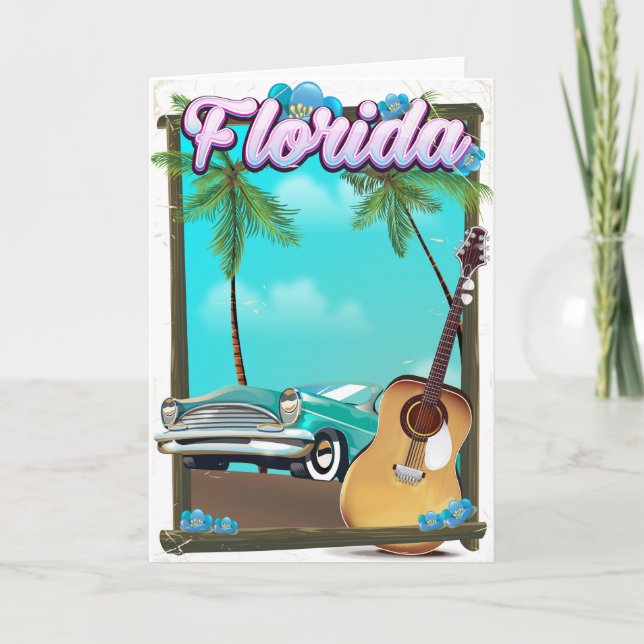 Cartão De Festividades Poster de viagens de estilo Florida Retro (Frente)