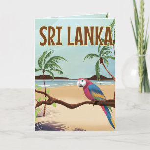 Cartão De Festividades Poster de viagens vintage de praia do Sri Lanka