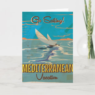 Cartão De Festividades Poster de viagens vintage do Mediterrâneo