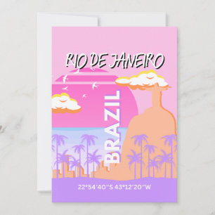 Cartão De Festividades Poster Viagem de Arte Rosa do Rio de Janeiro