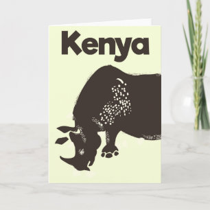 Cartão De Festividades Poster vintage Africano do Quênia Rhino
