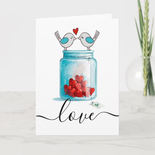 Cartão De Festividades Pote de Mason de Amor (Frente)