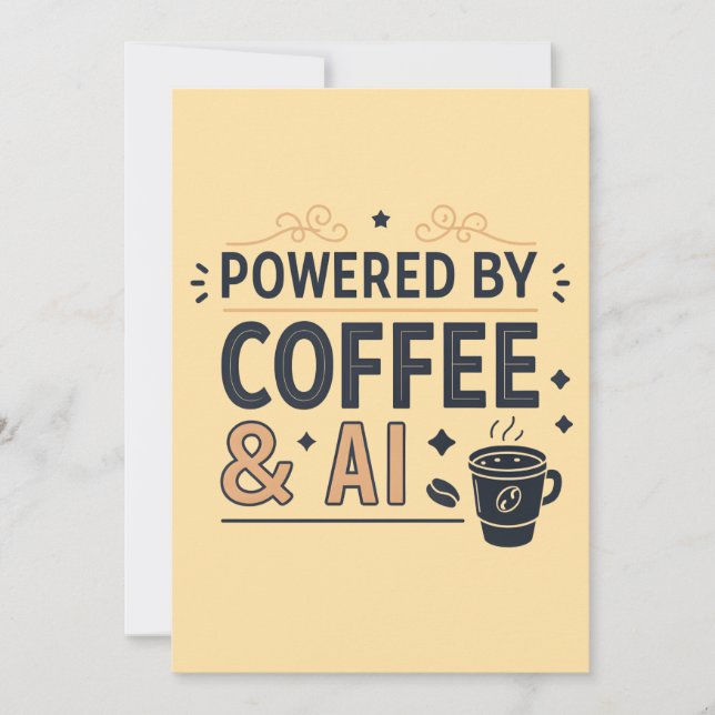 Cartão De Festividades Powered by Coffee & AI Retro Tech Vector (Frente)