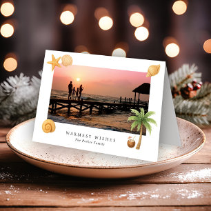 Cartão De Festividades Praia de Fotografia de Natal Moderno com Desejos M