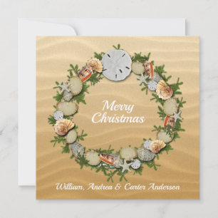 Cartão De Festividades Praia de Natal - Seashells Starfish Sand Dollar