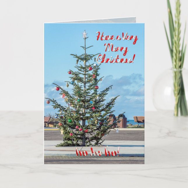 Cartão De Festividades Praia Fuja, OU - Tenha Um Feliz Natal (Frente)