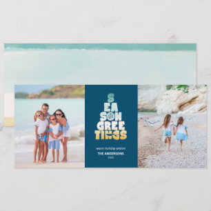 Cartão De Festividades Praia Mares e Saudações
