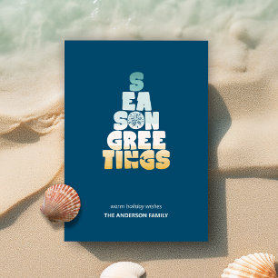Cartão De Festividades Praia Mares e Saudações