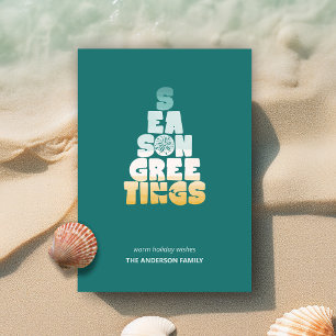 Cartão De Festividades Praia Mares e Saudações