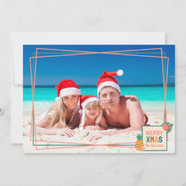 Cartão De Festividades Praia Merry XMAS com abacaxi e flores