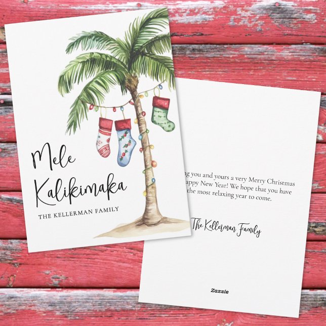 Cartão De Festividades Praia Tropical Mele Kalikimaka Natal (Tropical Beach Mele Kalikimaka Christmas Holiday Card)