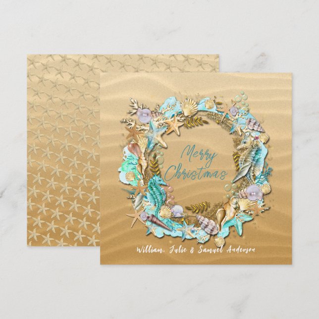 Cartão De Festividades Praias Tropicais Areias Starfish Dólar (Frente/Verso)