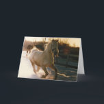 Cartão De Festividades Precipitação através da neve…<br><div class="desc">Um árabe que gelding apreciando um dia nevado!</div>