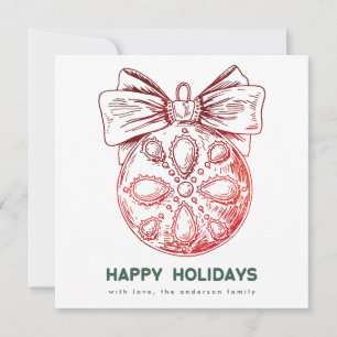 Cartão De Festividades Premium Red Faux Foil Ornament Photo Back Happy