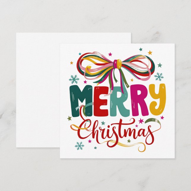 Cartão De Festividades Preppy Natal Coquete Laço Xmas  (Frente/Verso)